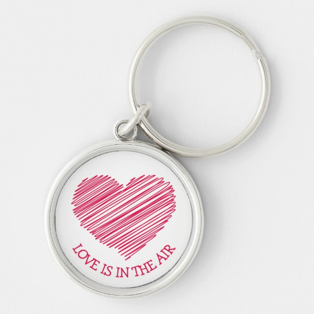 Red Scribble Heart Red Love Key Ring (Front)