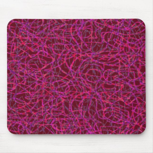 Red scribbled lines pattern mouse mat (Front)