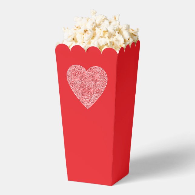 Red Scribbleprint Heart Favour Box (Popped)