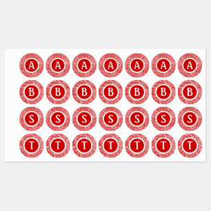 Red Scribbleprint Labels