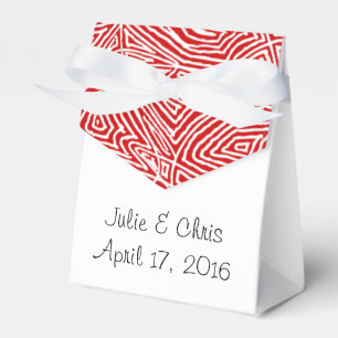 Red Scribbleprint Pattern Favour Box