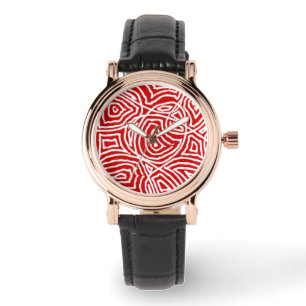 Red Scribbleprint Watch