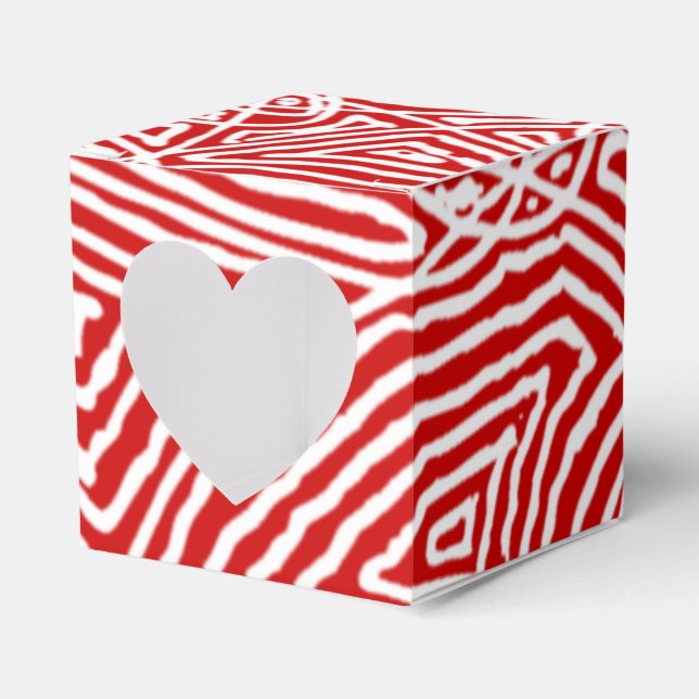 Red Scribbleprints Pattern Favour Box (Front Side)