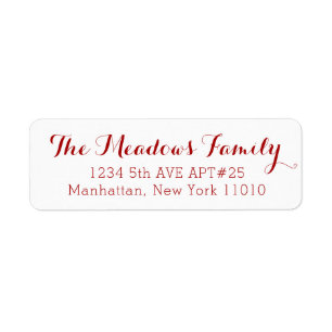 Red Scrip Family Name Return Address Label