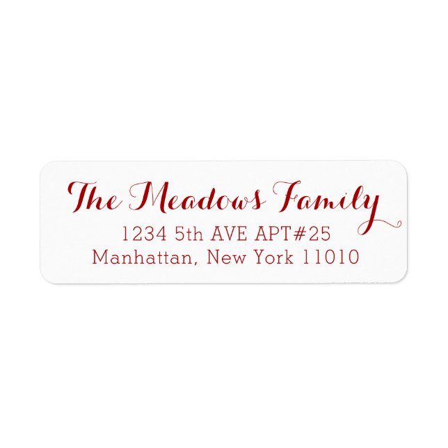 Red Scrip Family Name Return Address Label (Front)