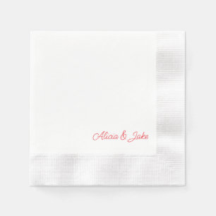Red Script Couple Names Personalized Wedding Napkin