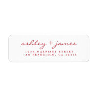 Red Script Elegant Wedding Return Address