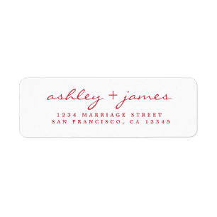 Red Script Elegant Wedding Return Address