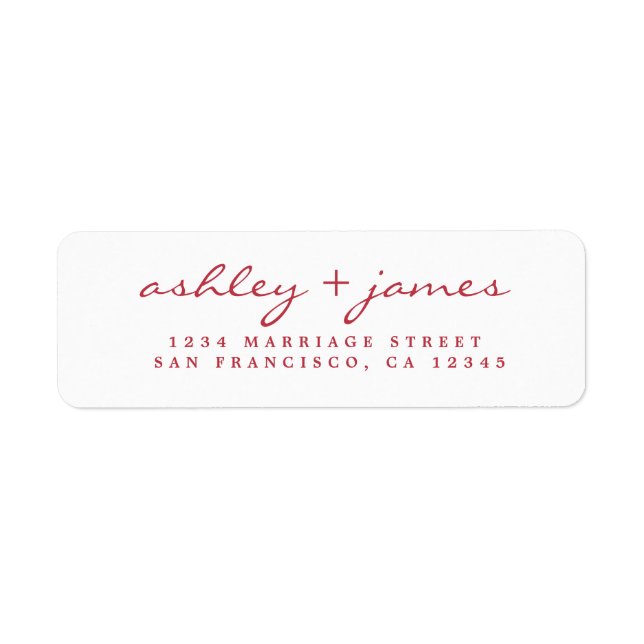 Red Script Elegant Wedding Return Address (Front)
