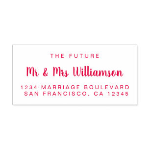 Red Script Future Mr Mrs Wedding Return Address Self-inking Stamp