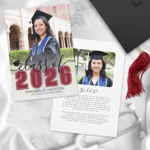 Red Script Graduate Photo Graduation Announcement