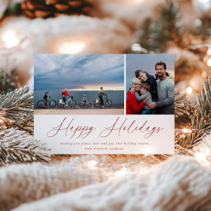 Red Script Happy Holidays Photo Card