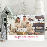 Red Script Minimalist Christmas 1 Photo Horizontal Holiday Card<br><div class="desc">Red Script Minimalist Christmas 1 One Photo Horizontal Holiday Card</div>