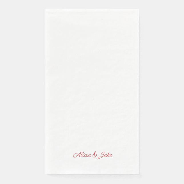 Red Script Names Personalised Wedding Napkin (Front)