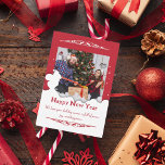 Red Script one Photo Christmas , Christmas Card<br><div class="desc">This elegant, minimalist red and white Merry Christmas holiday postcard with a handwritten script features a spot for one of your favourite personal photos and your personal message. Customise the back of the card with your special text. It can be sent to family and friends and is professional and simple...</div>