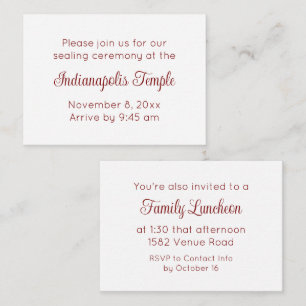 Red Script Temple Sealing & Meal Invitation