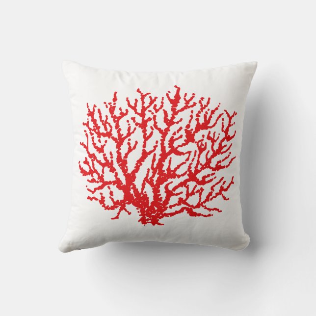 Red Sea Coral Beach Summer Throw Pillow Decor (Back)