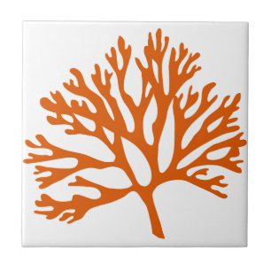 red sea coral silhouette tile