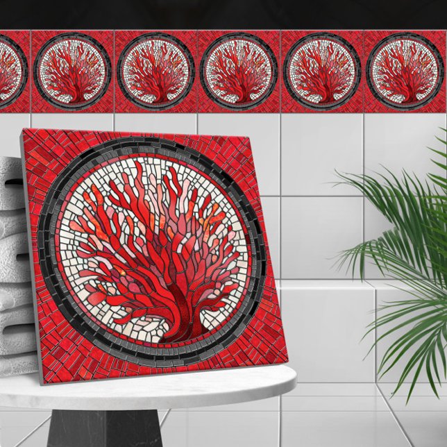 Red Sea Fan Coral mosaic art Tile (Creator Uploaded)