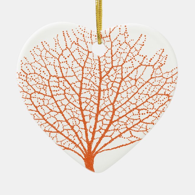 red sea fan coral silhouette ceramic tree decoration (Front)