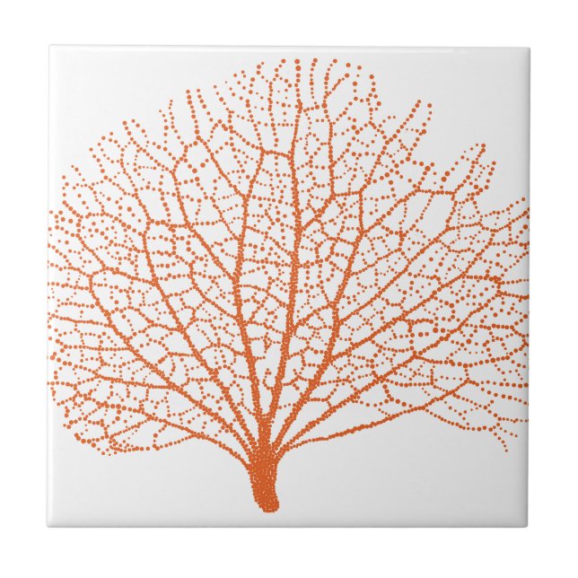 red sea fan coral silhouette tile (Front)