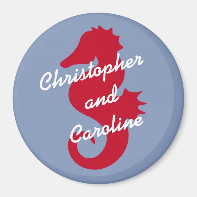 Red Sea Horse Personalised Stateroom Door Marker Magnet (Front)