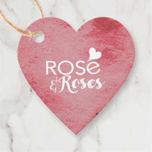Red & Seafoam Green Rosé & Roses Valentines Gift Favour Tags