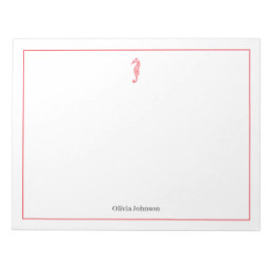 Red seahorse animal illustration sea life minimal notepad