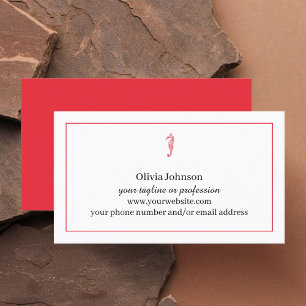 Red seahorse sea life realtor tourism travel agent business card