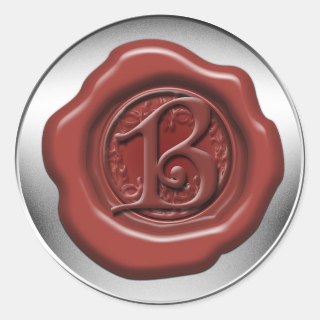 Red sealing wax letter B Classic Round Sticker (Front)