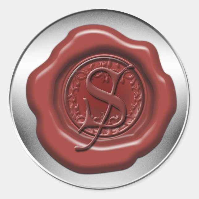 Red sealing wax letter S Classic Round Sticker (Front)