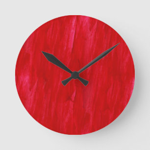Red Seamless Background Abstract And Watercolor Round Clock