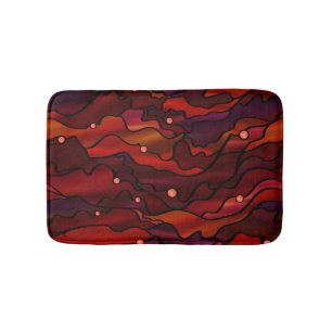 Red Seascape Abstract Bath Mat
