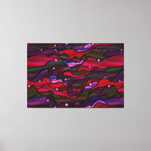 Red Seascape Organic Stained Glass Abstract Canvas Print