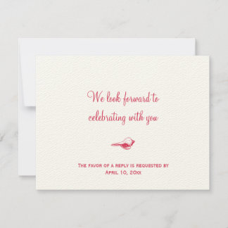 Red seashell wedding enclosure RSVP response Invitation
