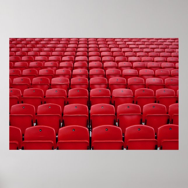 Red seats at football stadium poster (Front)