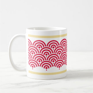 Red Seigaiha (Wave) Pattern Coffee Mug