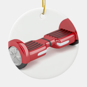 Red self-balancing scooter ceramic tree decoration