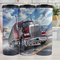 Red Semi Truck Mountain Highway