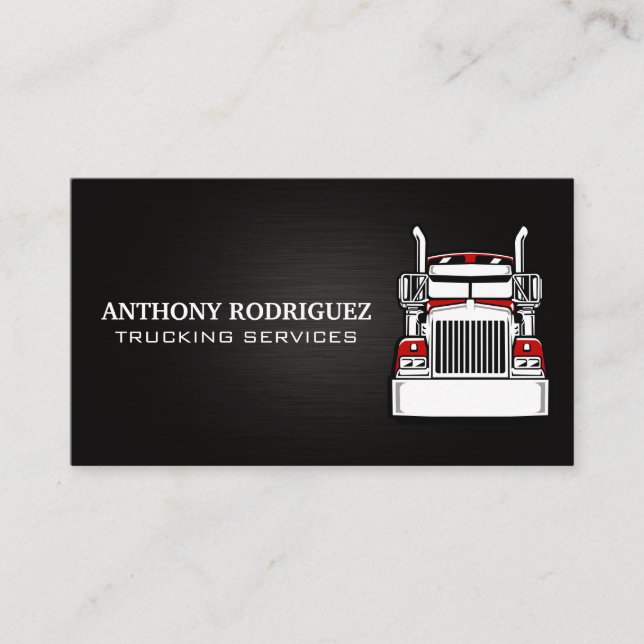 Red Semi Truck | Transport Business Card (Front)
