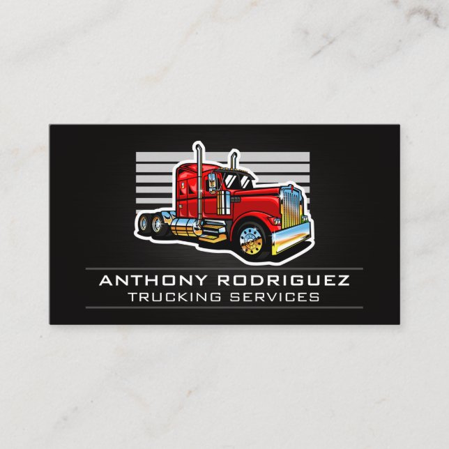 Red Semi Truck | Transport Hauling | Driver Business Card (Front)