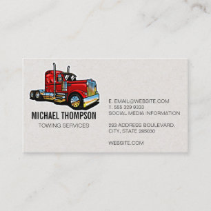 Red Semi Truck Trucking Business Card