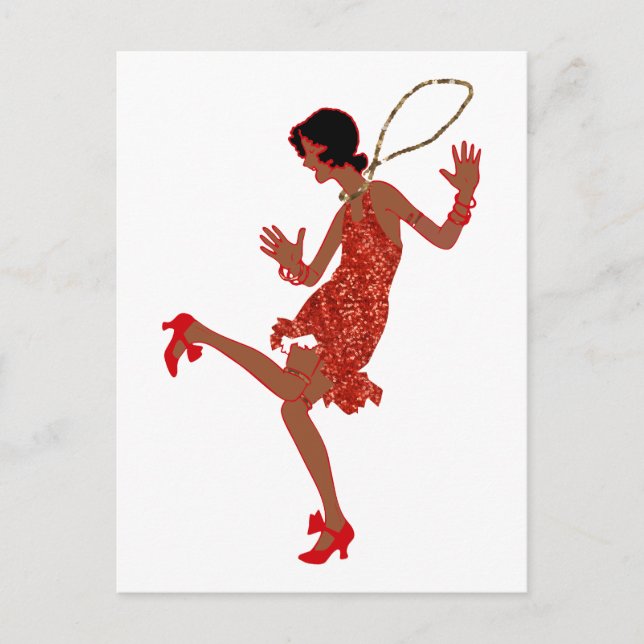 red sequin black flapper postcard (Front)