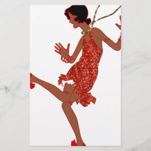red sequin black flapper stationery