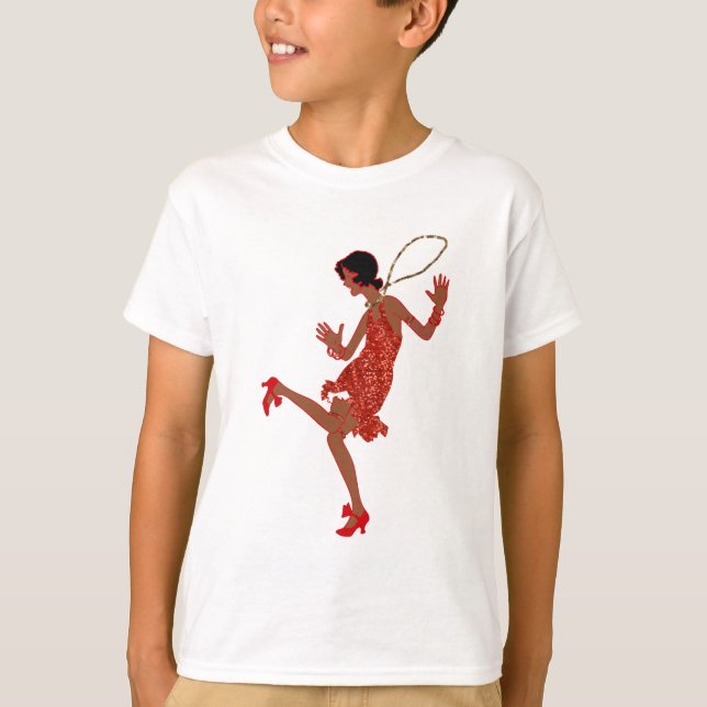 red sequin black flapper T-Shirt (Front)