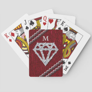 Red Sequin Diamond Shimmer Playing Cards