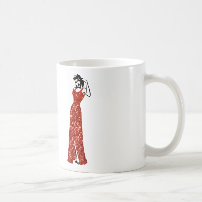 red sequin vintage pin up coffee mug (Right)