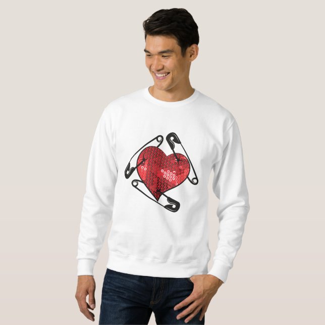 red sequins safety pin mens sweatshirt (Front Full)
