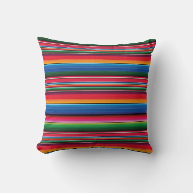Red Serape Saltillo Traditional Mex Cojin Cover Cushion (Front)