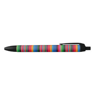 Red Serape Saltillo traditional mexican blanket Black Ink Pen